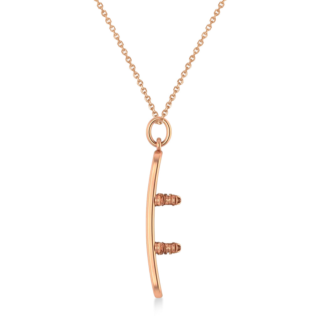Snowboard with Boots Charm Pendant Necklace 14K Rose Gold