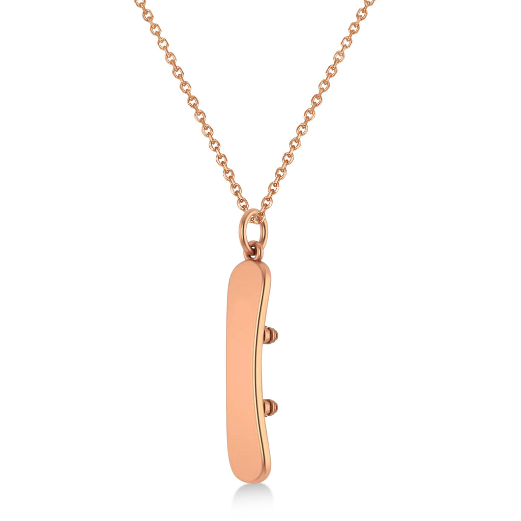 Snowboard with Boots Charm Pendant Necklace 14K Rose Gold