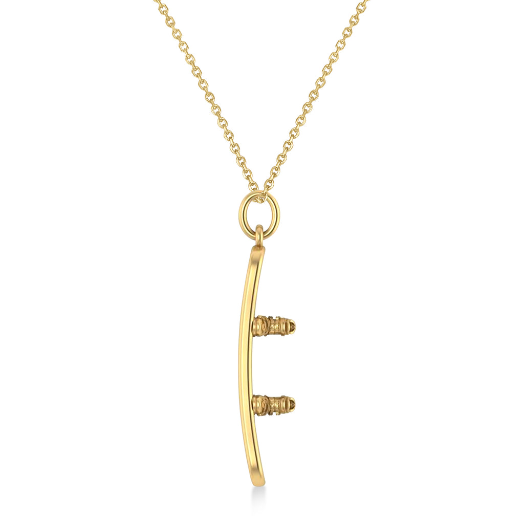 Snowboard with Boots Charm Pendant Necklace 14K Yellow Gold