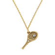 Tennis Racket With Diamond Ball Charm Pendant Necklace 14K Yellow Gold (0.03ct)