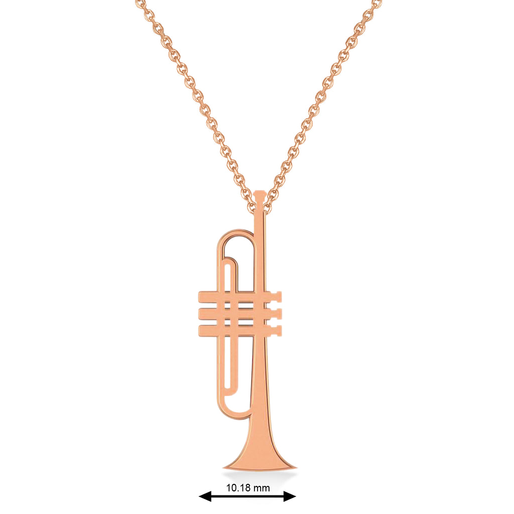 Trumpet Music Pendant Necklace 14K Rose Gold
