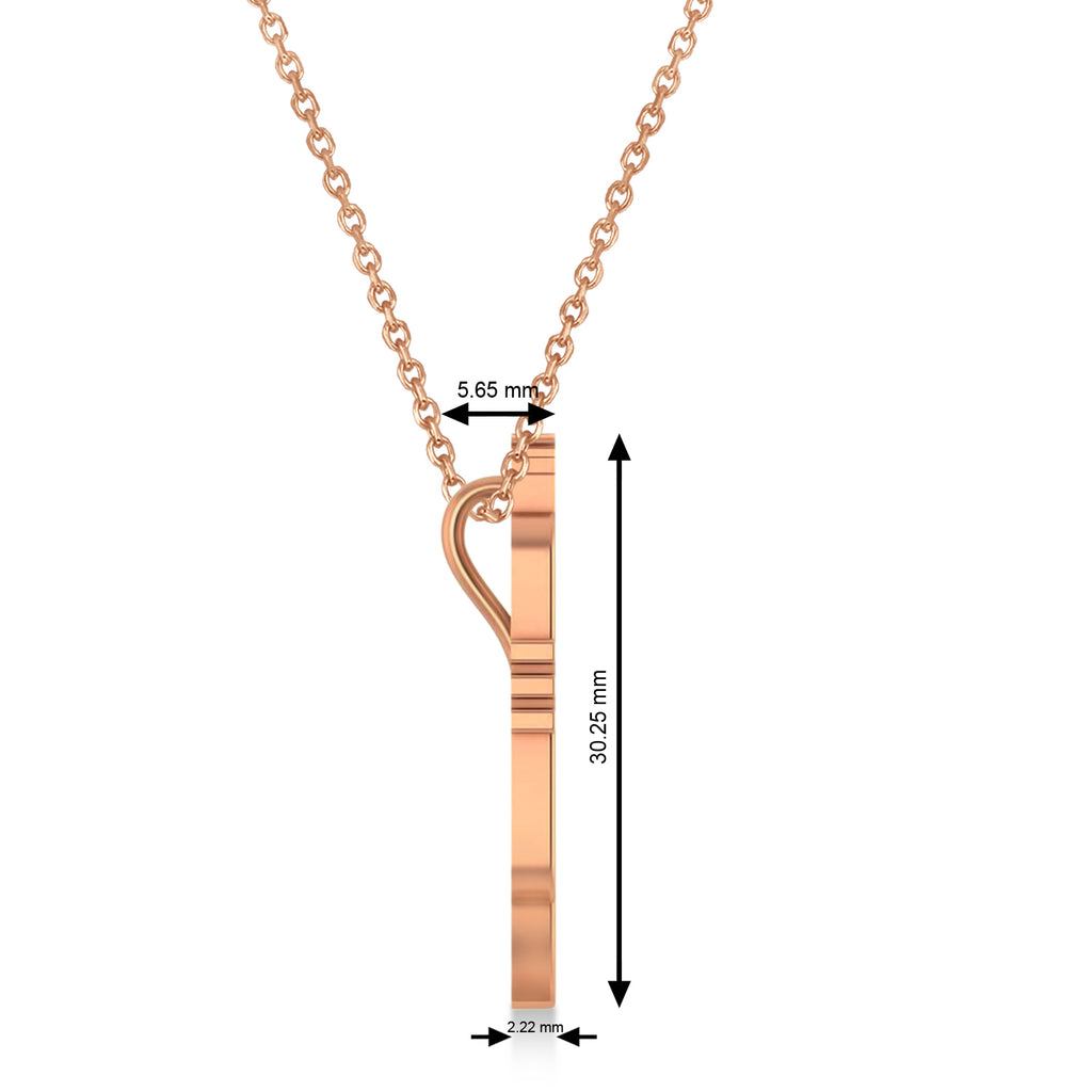 Trumpet Music Pendant Necklace 14K Rose Gold