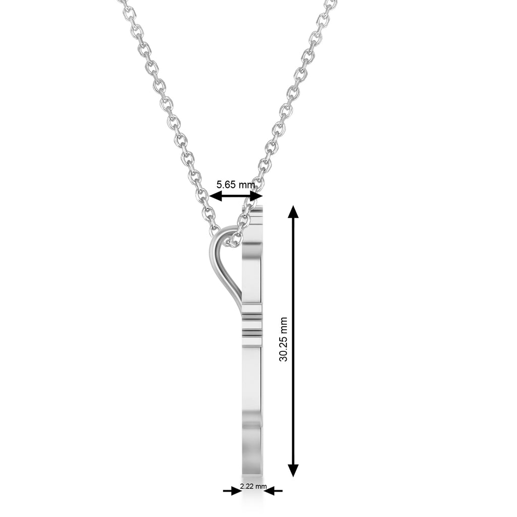 Trumpet Music Pendant Necklace 14K White Gold
