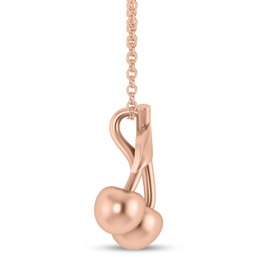 Cherries Charm Pendant Necklace 14K Rose Gold