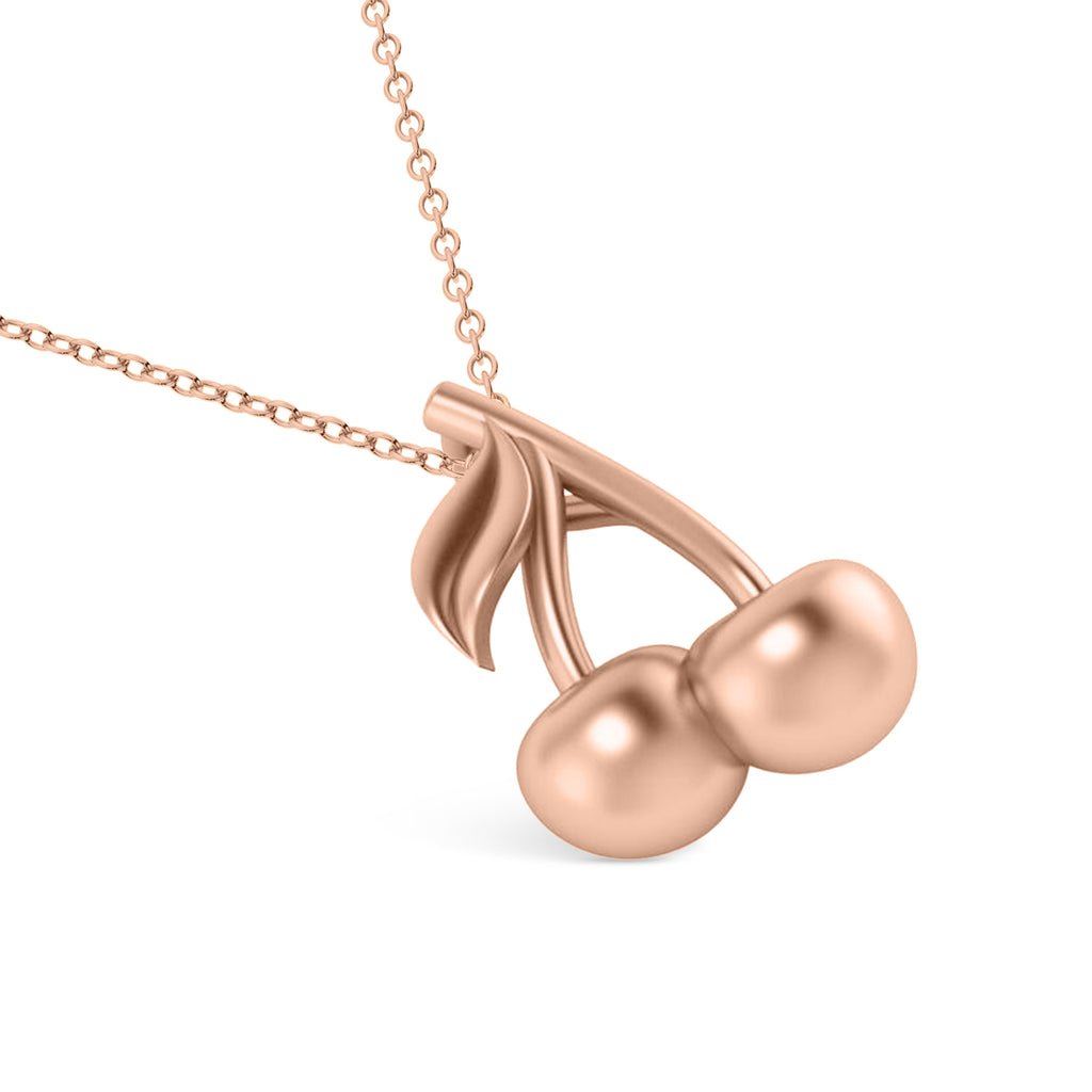 Cherries Charm Pendant Necklace 14K Rose Gold