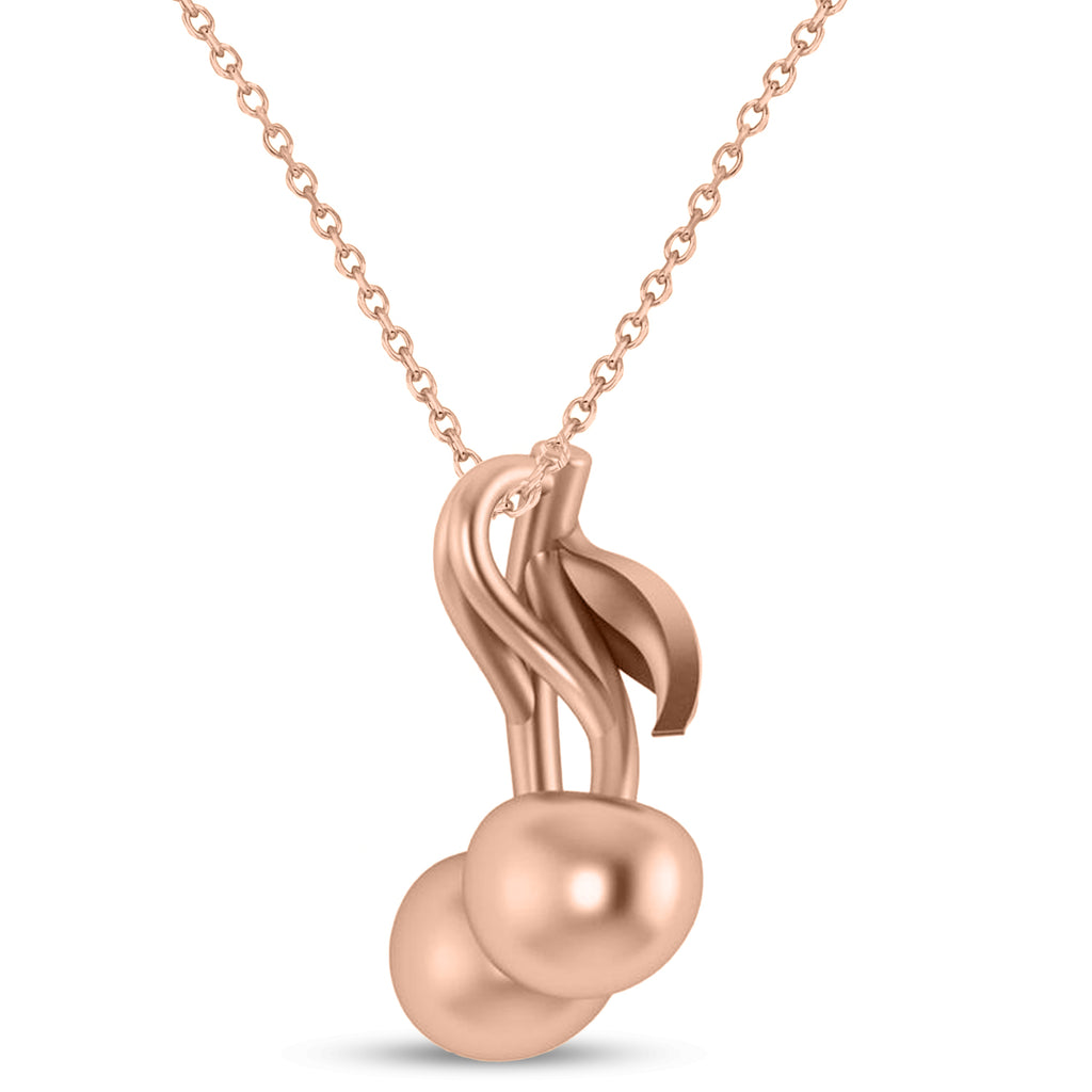 Cherries Charm Pendant Necklace 14K Rose Gold