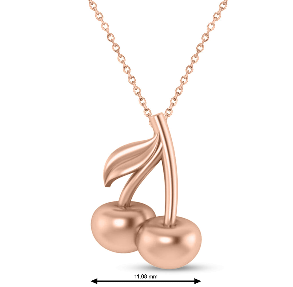 Cherries Charm Pendant Necklace 14K Rose Gold