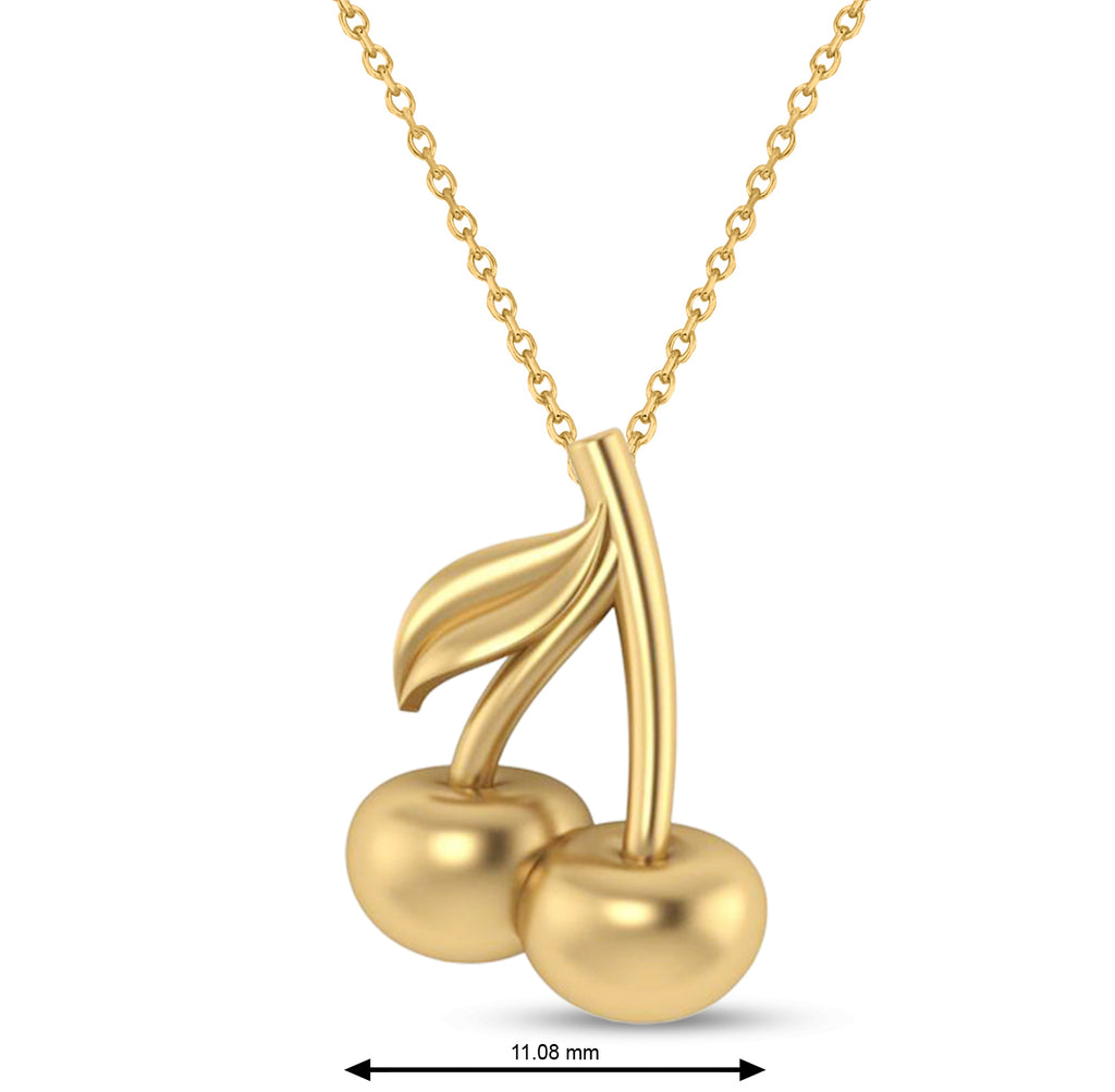 Cherries Charm Pendant Necklace 14K Yellow Gold