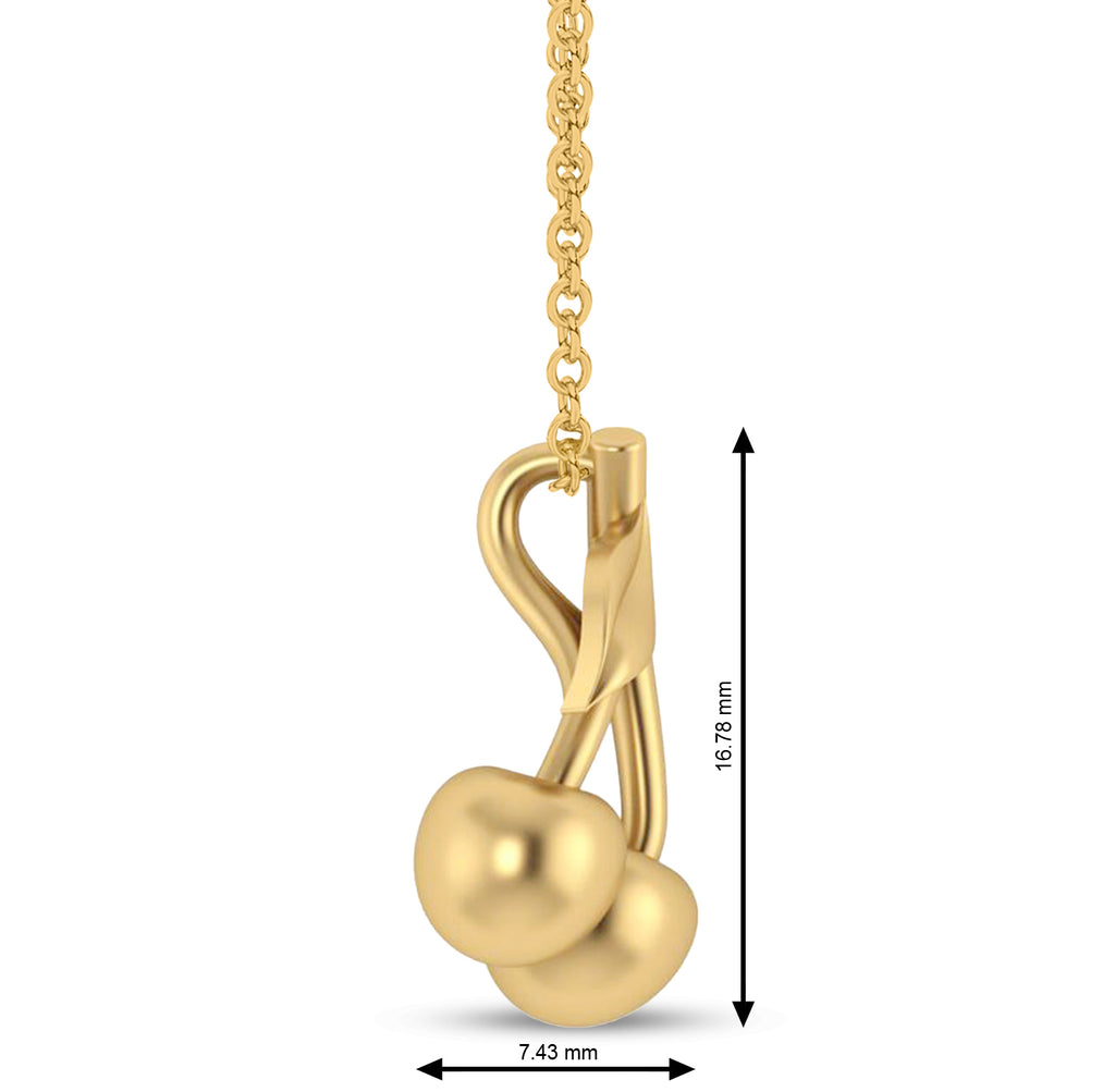 Cherries Charm Pendant Necklace 14K Yellow Gold