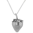 Strawberry Charm Pendant Necklace 14K White Gold