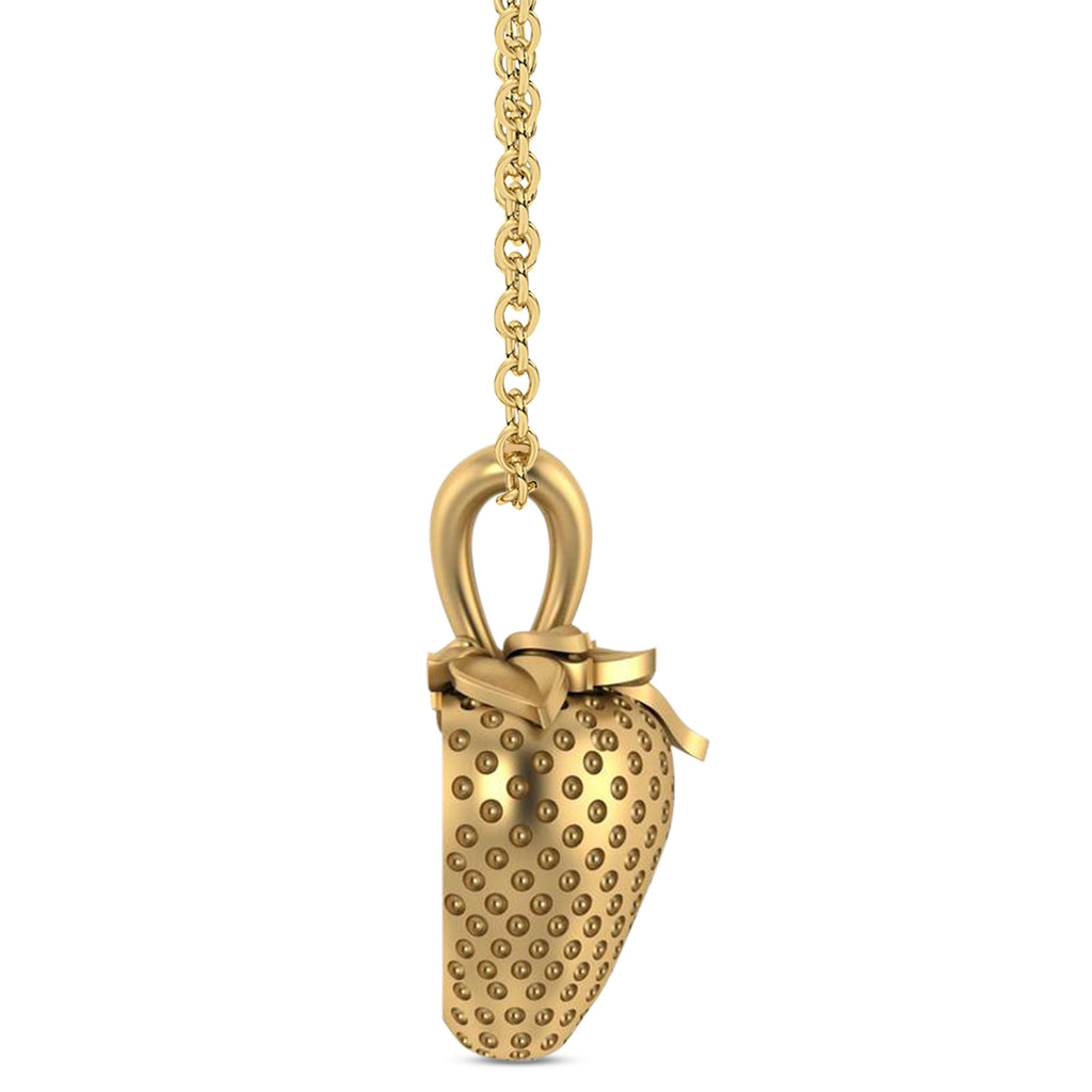 Strawberry Charm Pendant Necklace 14K Yellow Gold