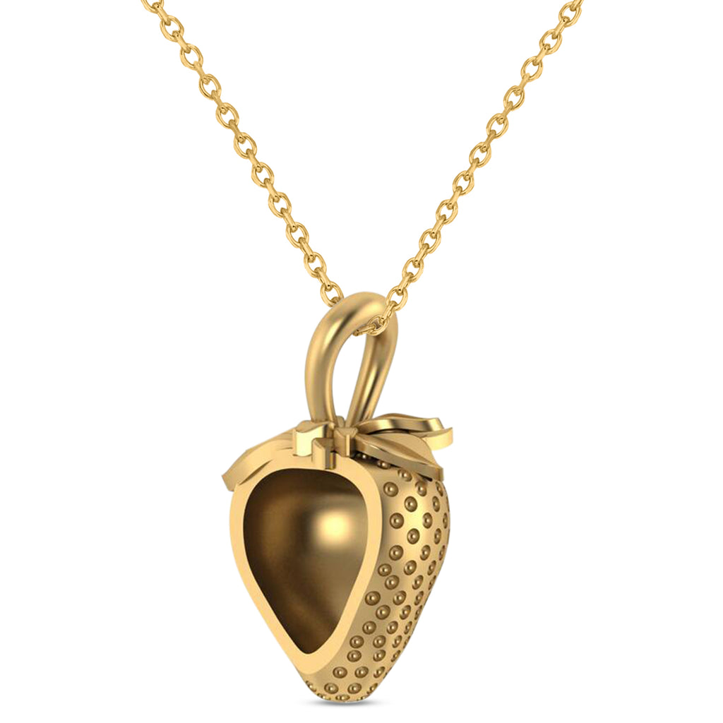 Strawberry Charm Pendant Necklace 14K Yellow Gold