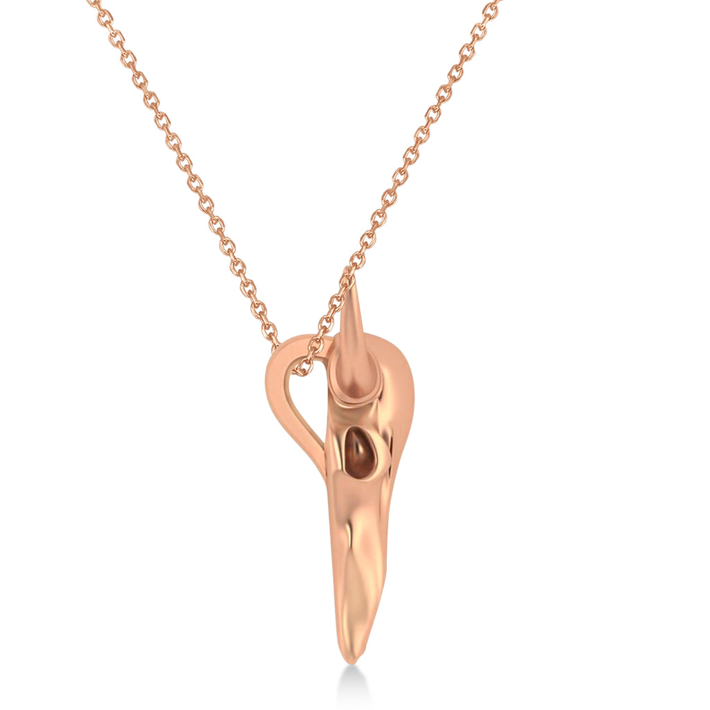 Steer Head Charm Pendant Necklace 14K Rose Gold