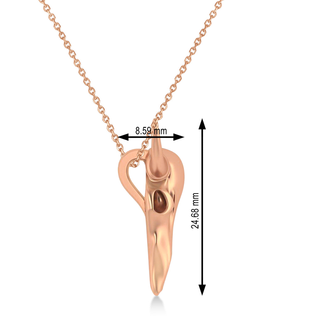 Steer Head Charm Pendant Necklace 14K Rose Gold