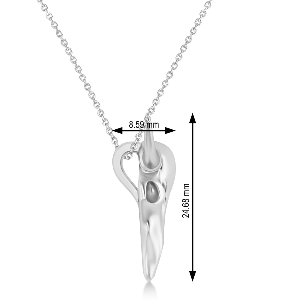 Steer Head Charm Pendant Necklace 14K White Gold