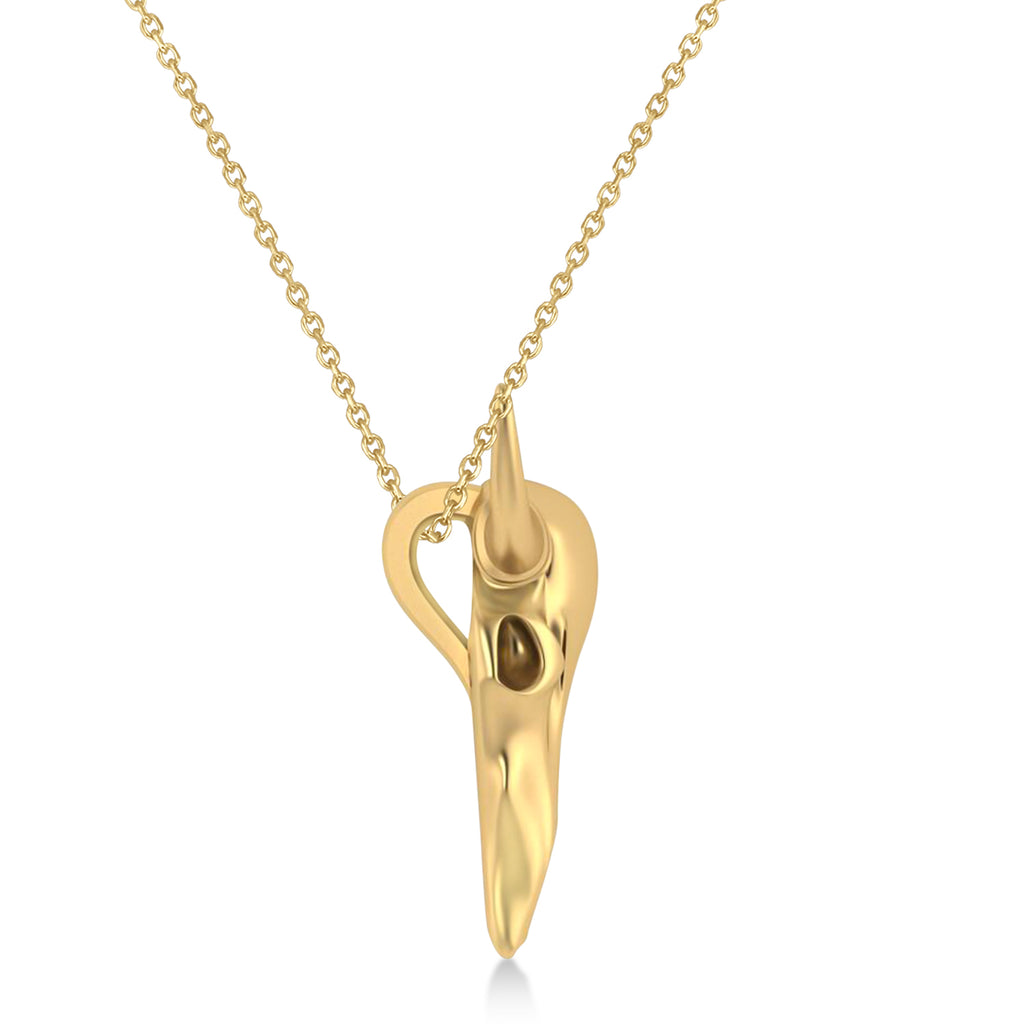 Steer Head Charm Pendant Necklace 14K Yellow Gold