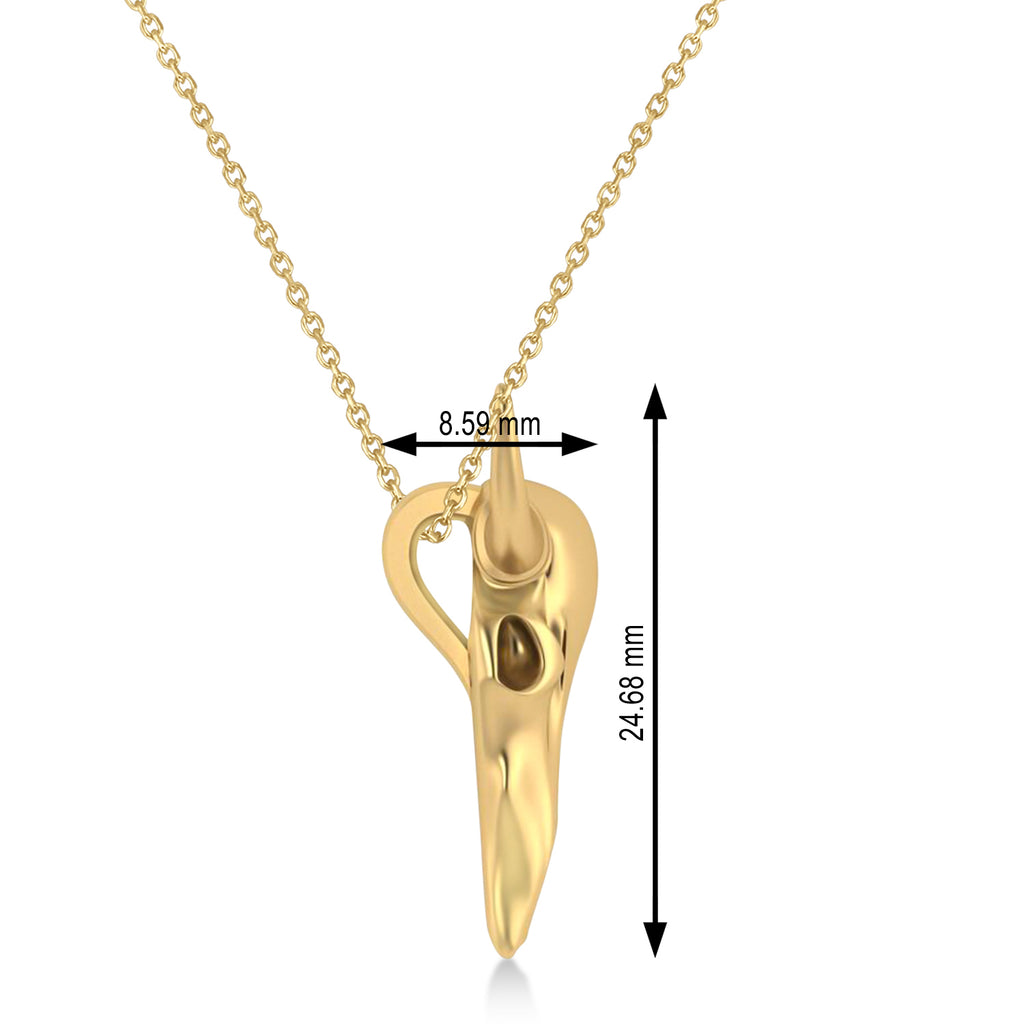 Steer Head Charm Pendant Necklace 14K Yellow Gold