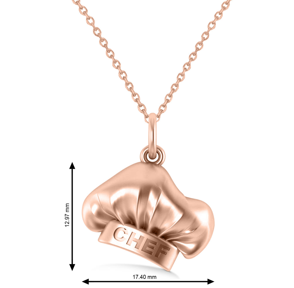 Chef's Hat Charm Pendant Necklace 14K Rose Gold