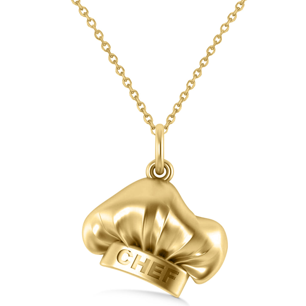 Chef's Hat Charm Pendant Necklace 14K Yellow Gold