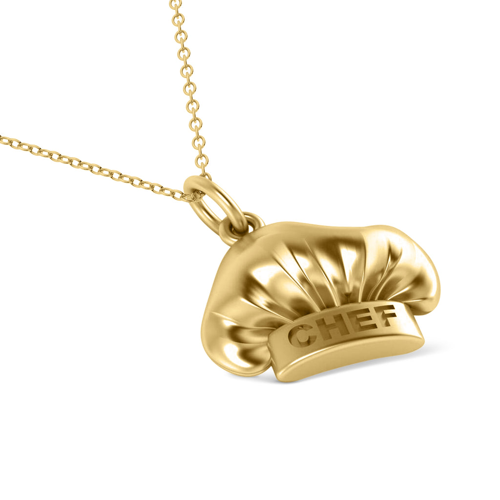 Chef's Hat Charm Pendant Necklace 14K Yellow Gold