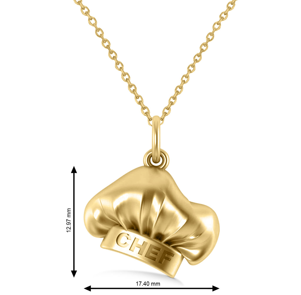 Chef's Hat Charm Pendant Necklace 14K Yellow Gold