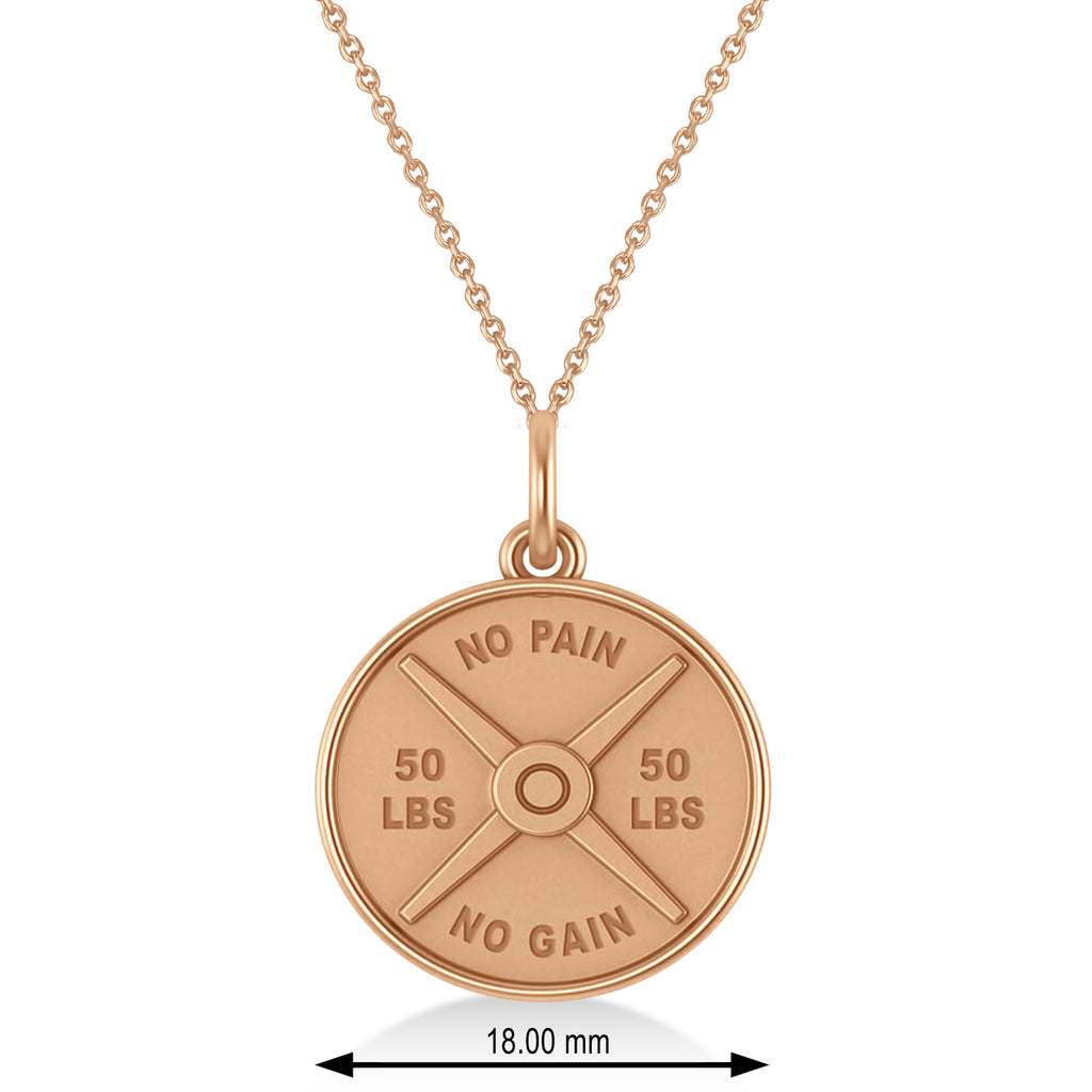 Weight Plate Charm Men's Pendant Necklace 14K Rose Gold