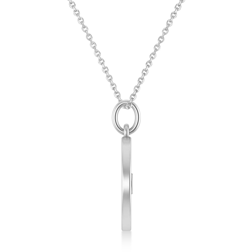 Weight Plate Charm Men's Pendant Necklace 14K White Gold