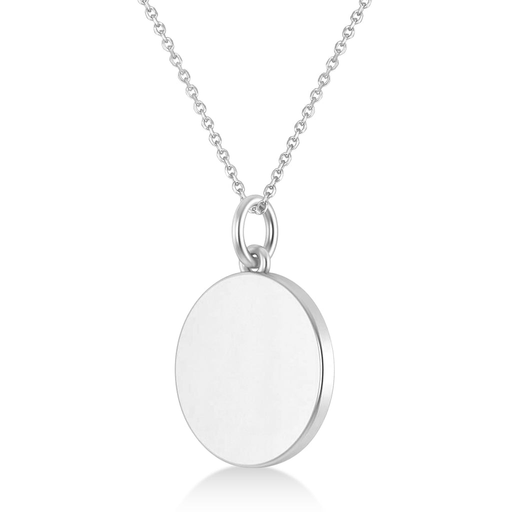 Weight Plate Charm Men's Pendant Necklace 14K White Gold