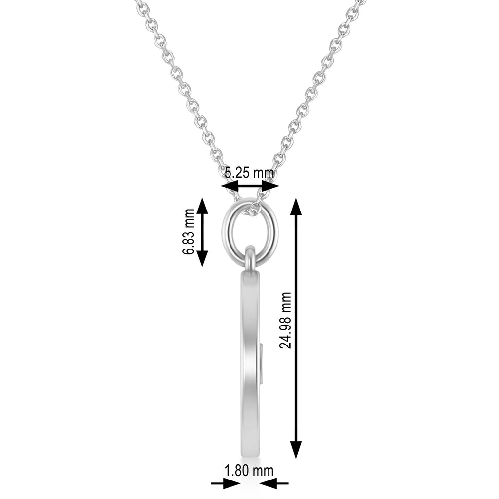 Weight Plate Charm Men's Pendant Necklace 14K White Gold
