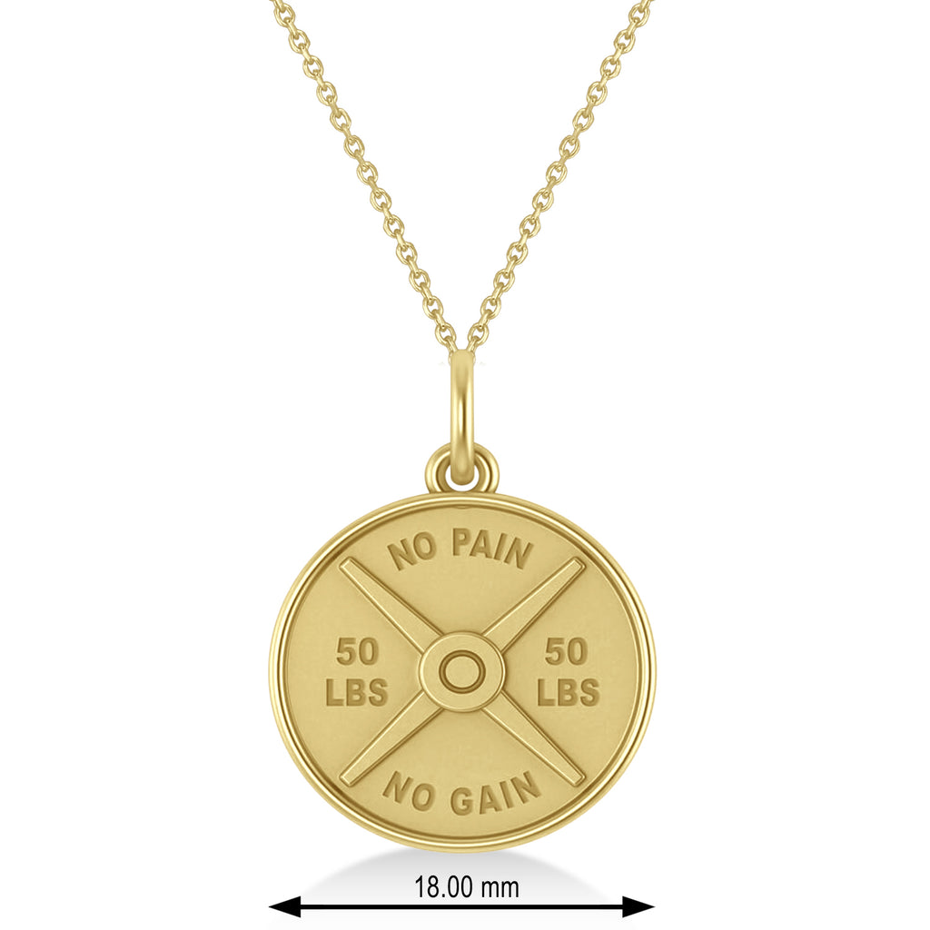 Weight Plate Charm Men's Pendant Necklace 14K Yellow Gold