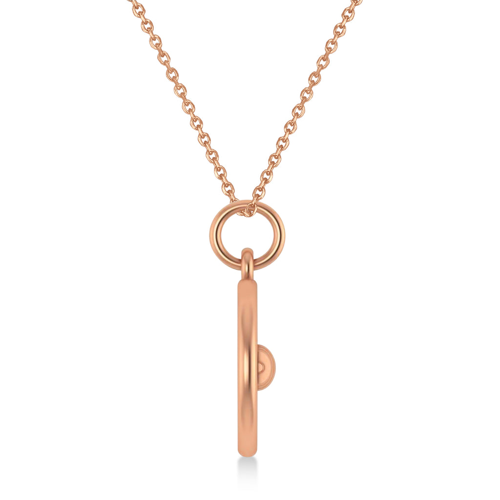 Dumbbell Disc Charm Men's Pendant Necklace 14K Rose Gold