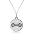 Dumbbell Disc Charm Men's Pendant Necklace 14K White Gold
