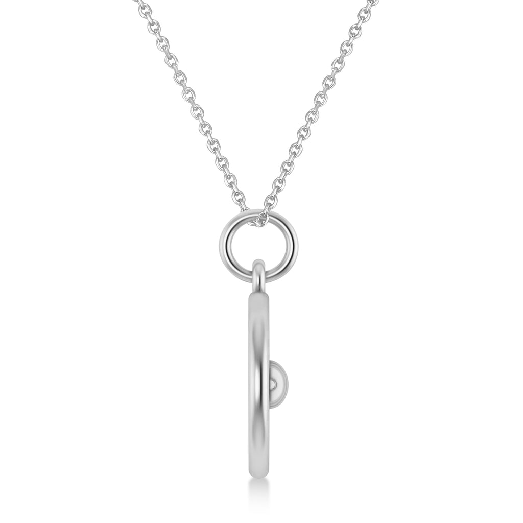 Dumbbell Disc Charm Men's Pendant Necklace 14K White Gold