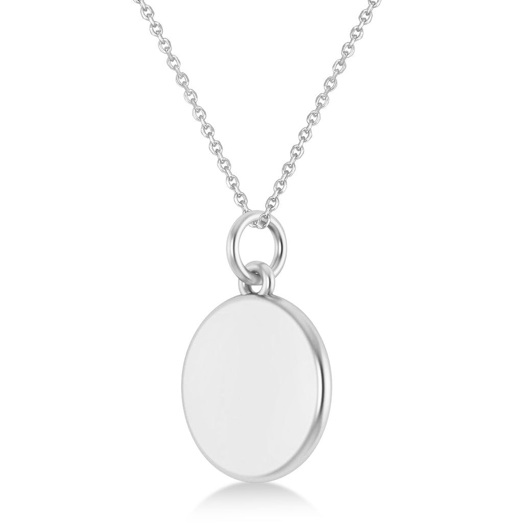 Dumbbell Disc Charm Men's Pendant Necklace 14K White Gold