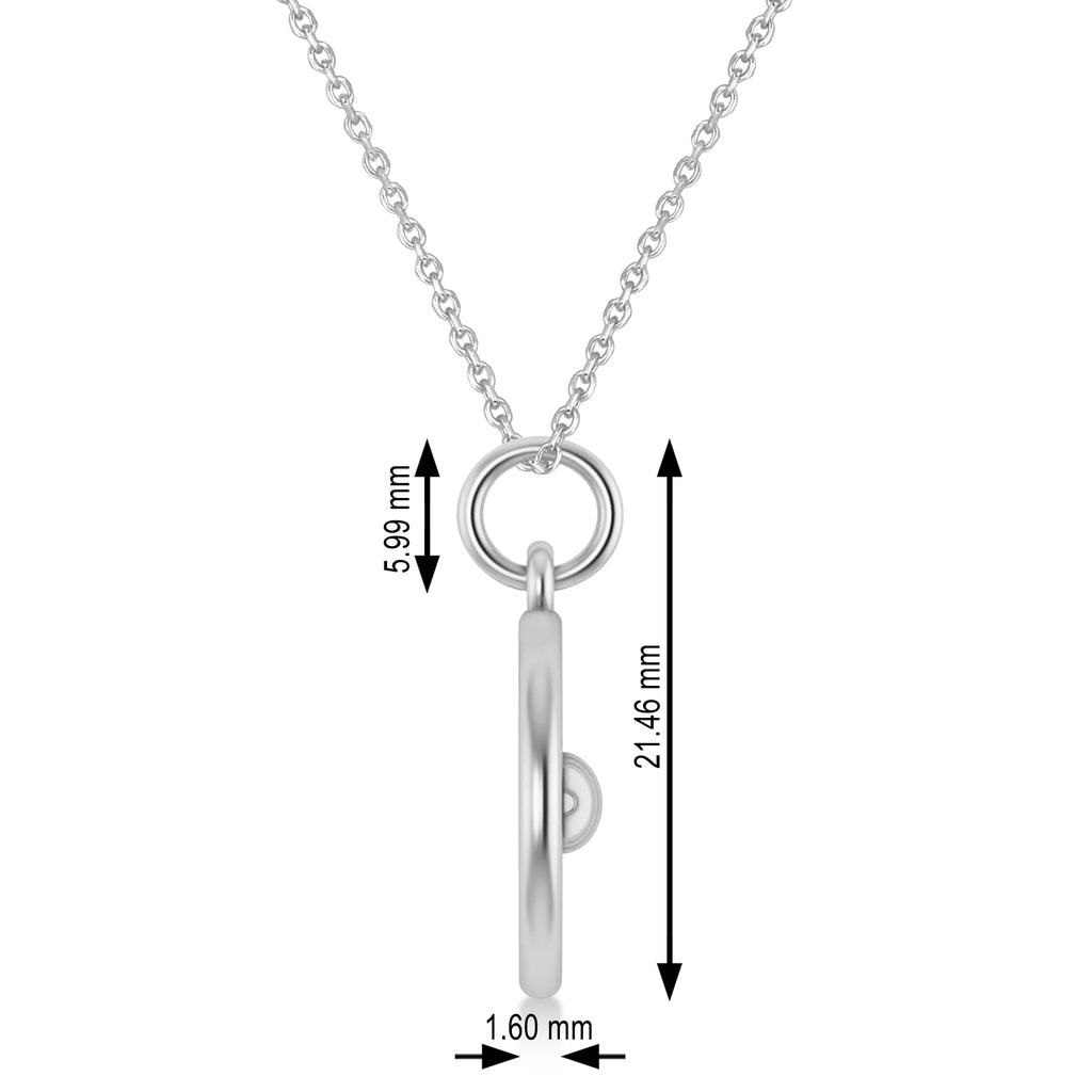 Dumbbell Disc Charm Men's Pendant Necklace 14K White Gold