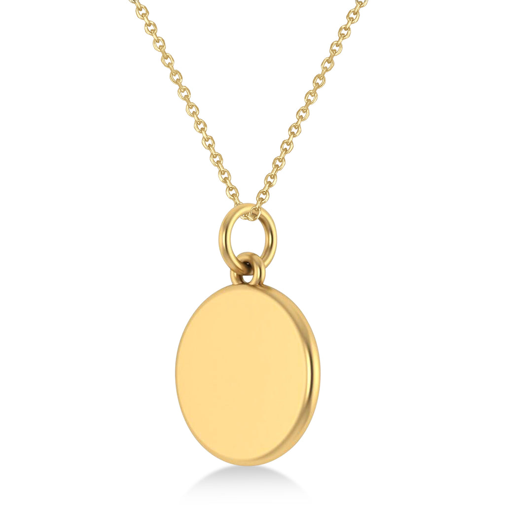 Dumbbell Disc Charm Men's Pendant Necklace 14K Yellow Gold