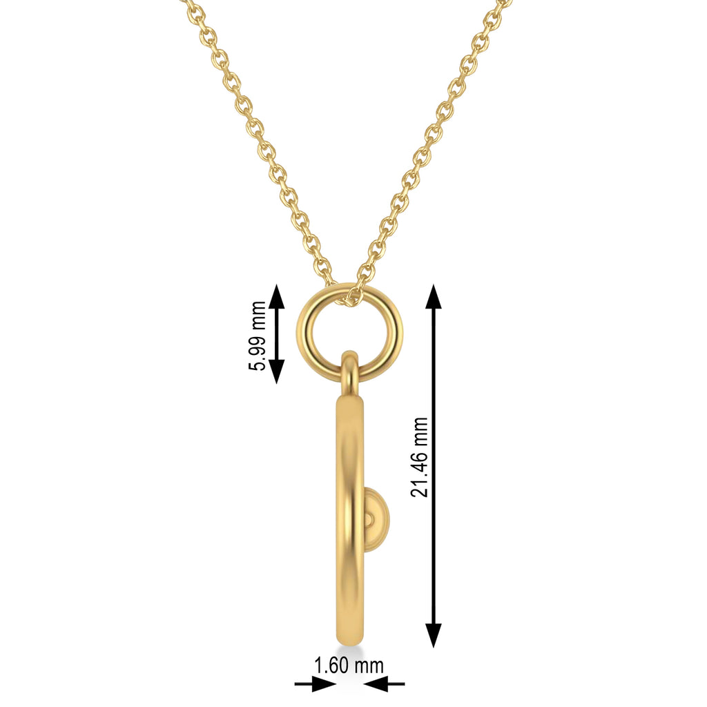 Dumbbell Disc Charm Men's Pendant Necklace 14K Yellow Gold