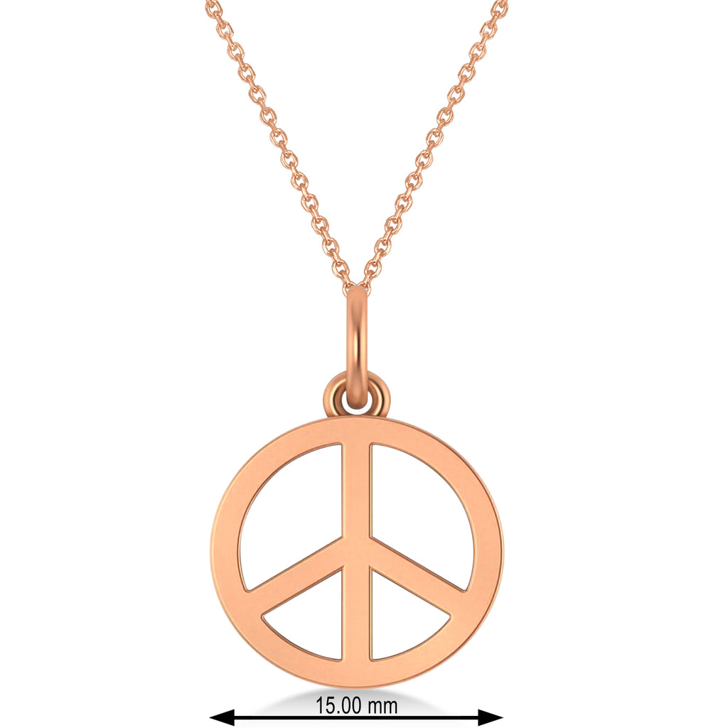 Peace Symbol Charm Pendant Necklace 14K Rose Gold