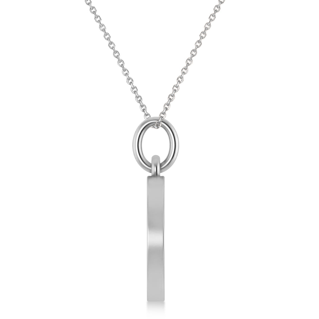 Peace Symbol Charm Pendant Necklace 14K White Gold