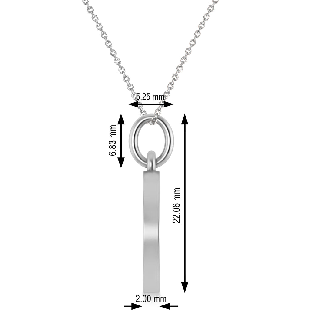 Peace Symbol Charm Pendant Necklace 14K White Gold