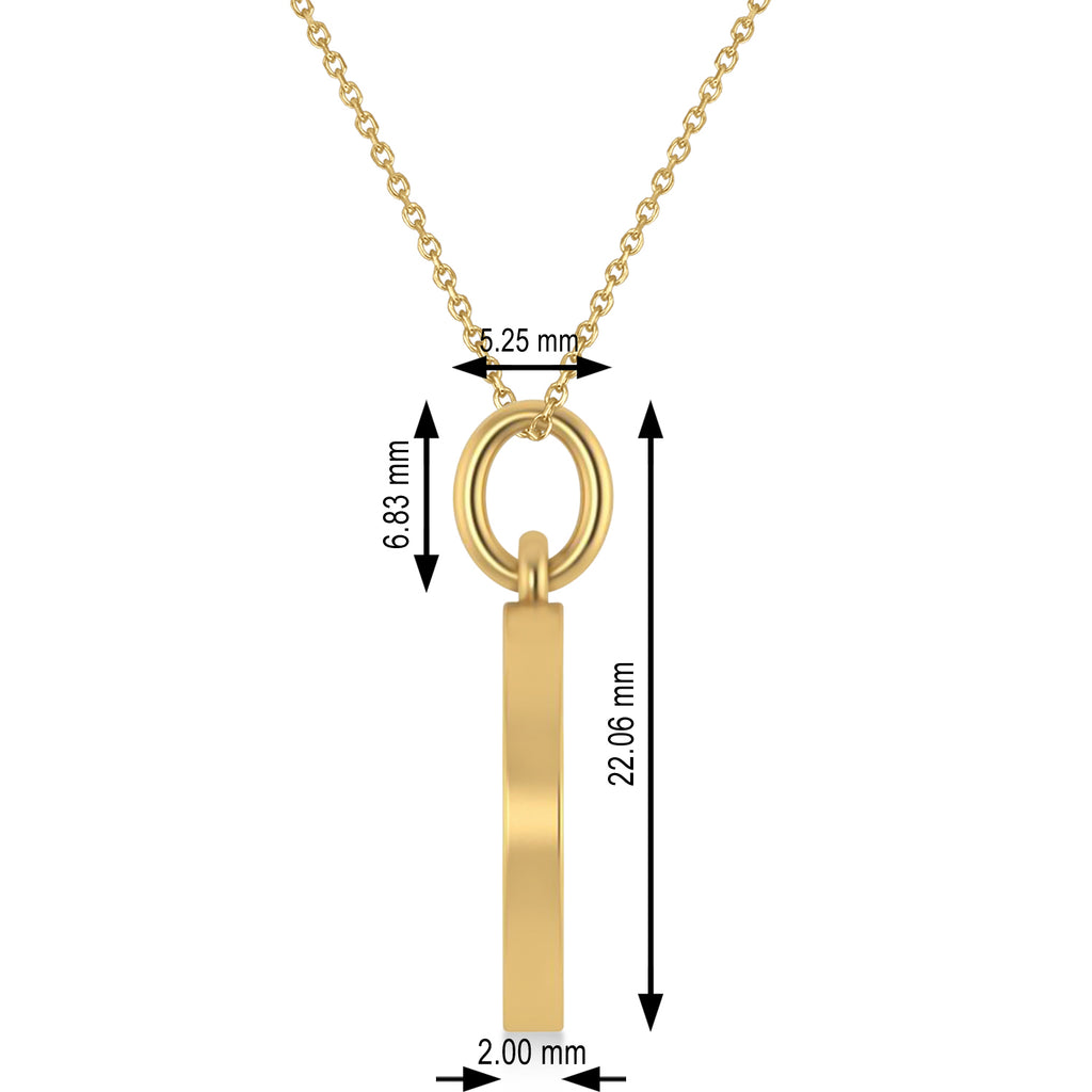 Peace Symbol Charm Pendant Necklace 14K Yellow  Gold