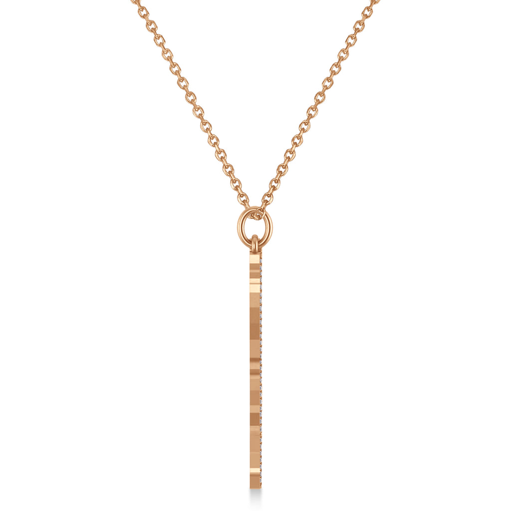 Diamond Accented Israel Map Pendant Necklace 14K Rose Gold (0.37ct)