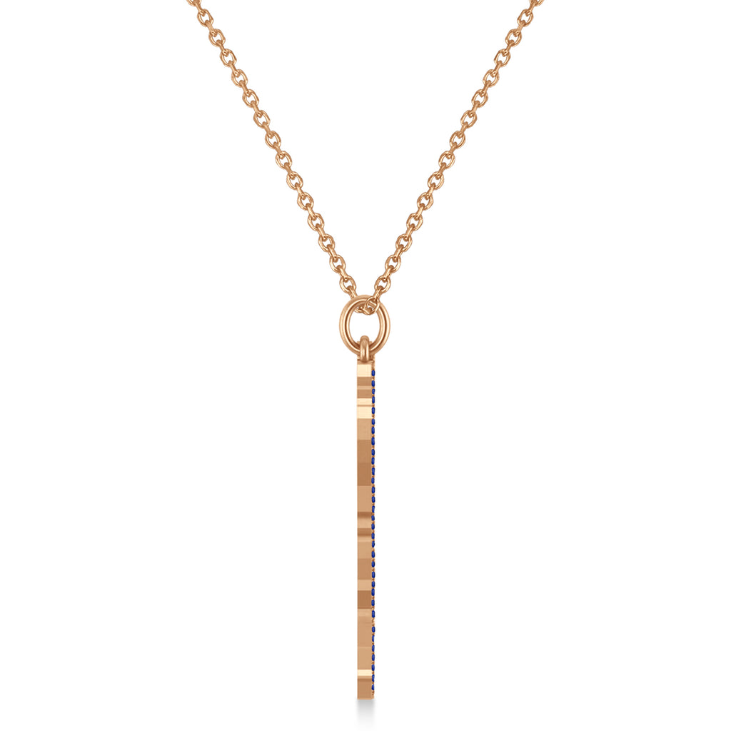 Blue Sapphire Israel Map Pendant Necklace 14K Rose Gold (0.37ct)