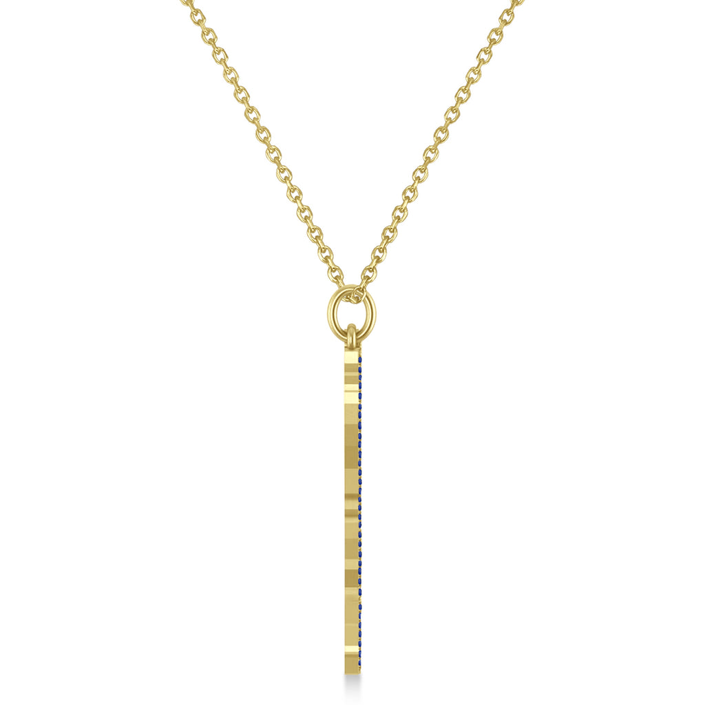 Blue Sapphire Israel Map Pendant Necklace 14K Yellow Gold (0.37ct)