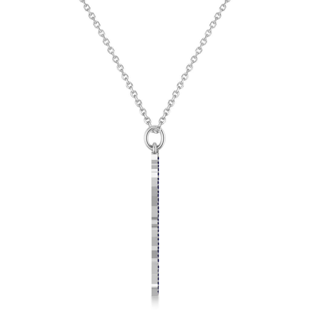 Blue Sapphire Israel Map Pendant Necklace in Sterling Silver (0.37ct)