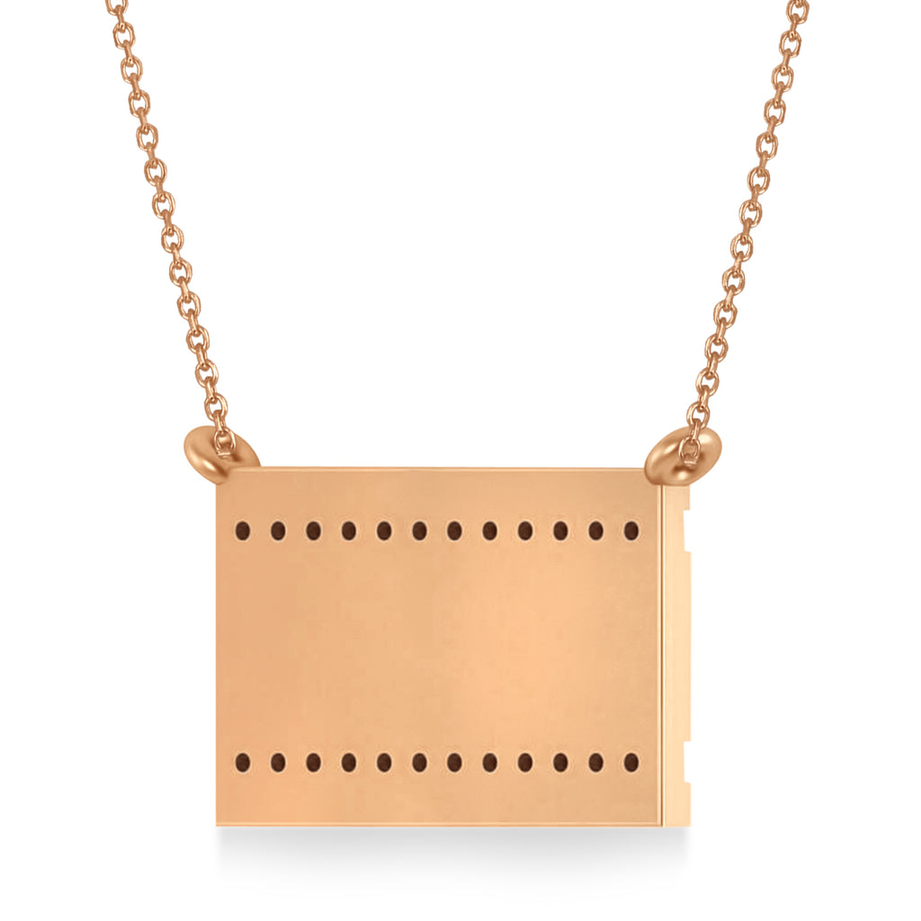 Diamond Accented Israel Flag Pendant Necklace 14K Rose Gold (0.24ct)