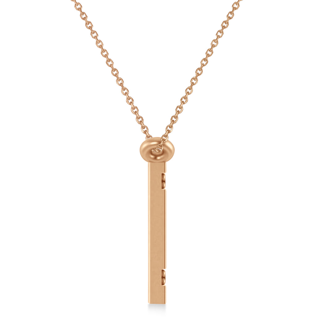 Diamond Accented Israel Flag Pendant Necklace 14K Rose Gold (0.24ct)