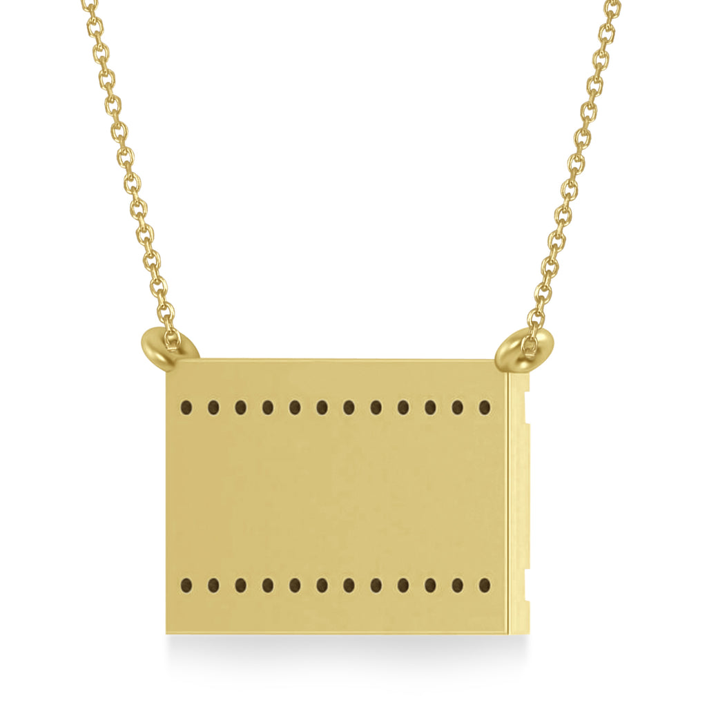 Diamond Accented Israel Flag Pendant Necklace 14K Yellow Gold (0.24ct)