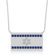 Blue Sapphire Israel Flag Pendant Necklace 14K White Gold (0.24 ct)