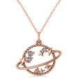 Diamond Planet & Stars Beaded Pendant Necklace 14K Rose Gold (0.25ct)